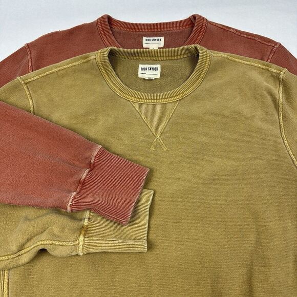 Todd Snyder Men's Crewneck Sweatshirt - Olive and Rust - Picture 1 of 10